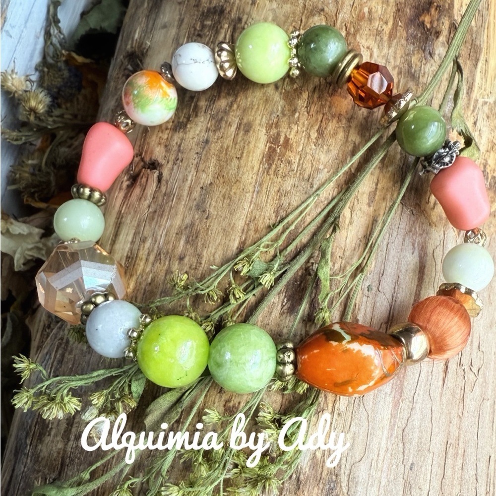 Summer + BEADED + Baroque Jade statement bracelet